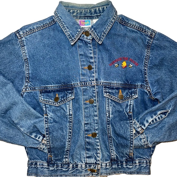 Vintage 90’s Pooh Disney Embroidered Pooh Jean Jacket size Medium✨ - Picture 7 of 14